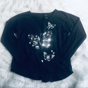 SO Girls Size 10 Sequin Butterfly Shirt